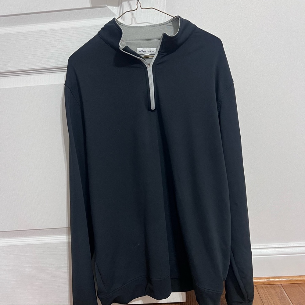 Peter Millar black quarter zip, golf outfit, men’s golfing shirt